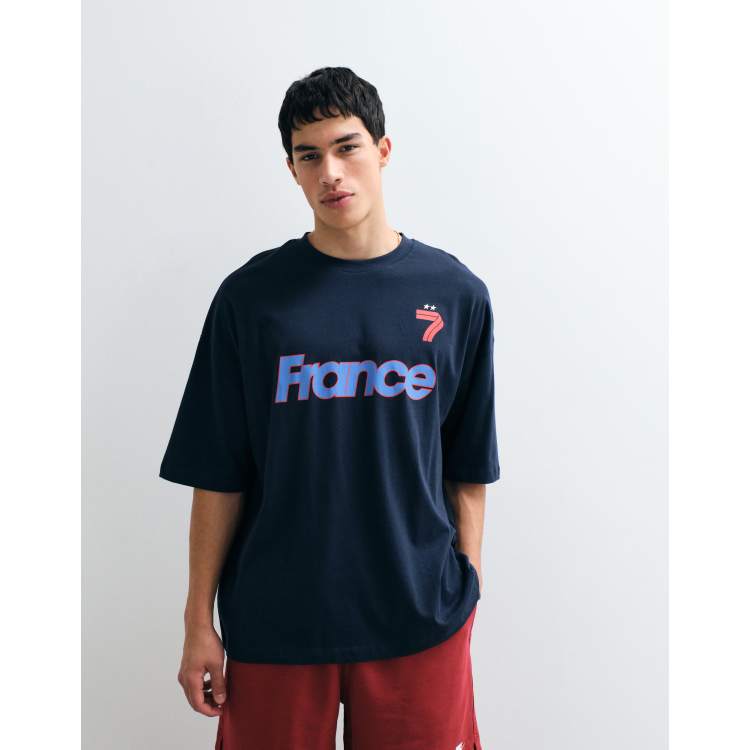 ASOS DESIGN oversized t-shirt with France soccer graphic in navy