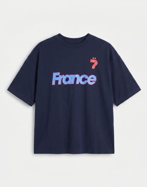 ASOS DESIGN oversized t-shirt with France soccer graphic in navy, 6 of 7