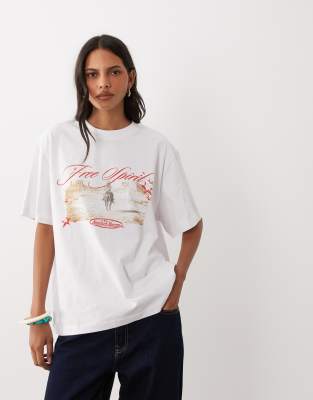 Asos Design Oversized T-shirt With Free Spirit Rodeo Graphic In Multi
