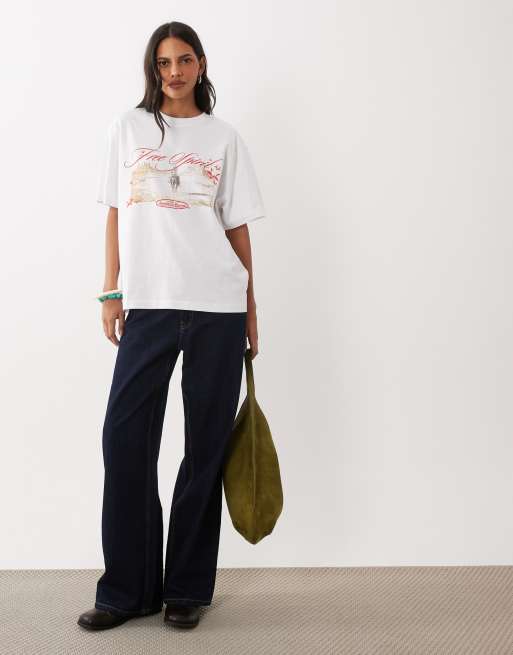 ASOS DESIGN Oversized T-shirt with free spirit rodeo graphic in white, 3 of 4