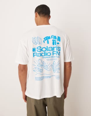 Asos Design Oversized T-shirt With Front And Back Graphic In White