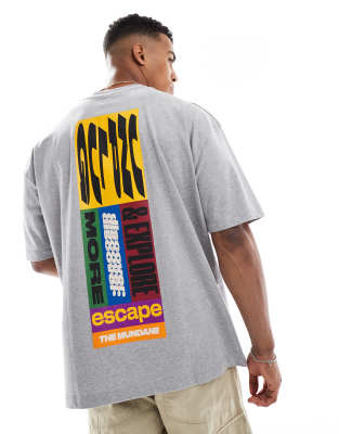 Asos Design Oversized T-shirt With Front And Back Print In Gray