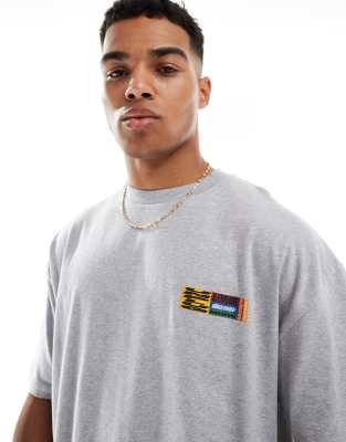 Asos Design Oversized T-shirt With Front And Back Print In Gray