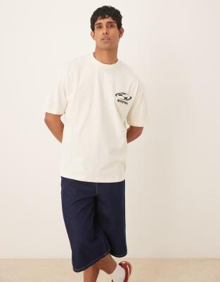 Asos Design Oversized T-shirt With Front And Back Print In White