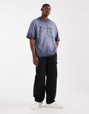 Asos Design Oversized T-shirt With Front Chest Graphic In Blue