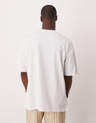 ASOS DESIGN oversized T-shirt with front chest print in white