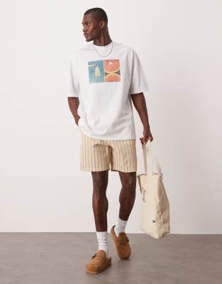 ASOS DESIGN oversized T-shirt with front chest print in white