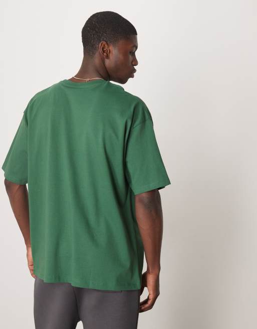 ASOS DESIGN oversized T-shirt with front city graphic in dark green, 3 of 4