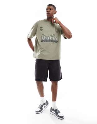 Asos Design Oversized T-shirt With Front City Graphic In Green