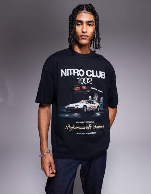 Asos Design Oversized T-shirt With Front Print In Black