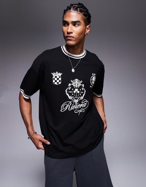 ASOS DESIGN oversized t-shirt with front print in black - view 1