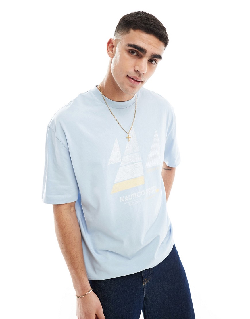 ASOS DESIGN oversized t-shirt with front print in blue