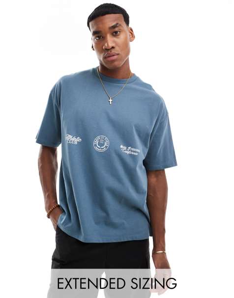 ASOS DESIGN oversized t-shirt with front print in navy - view 1