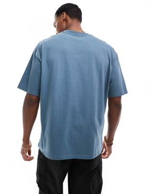 Asos Design Oversized T-shirt With Front Print In Navy
