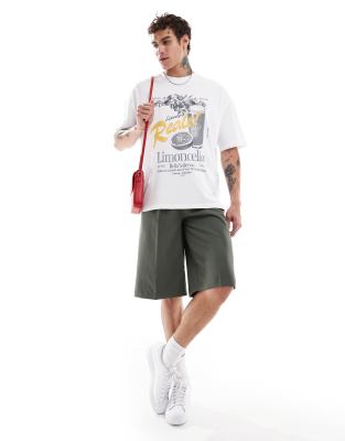 Asos Design Oversized T-shirt With Front Print In White