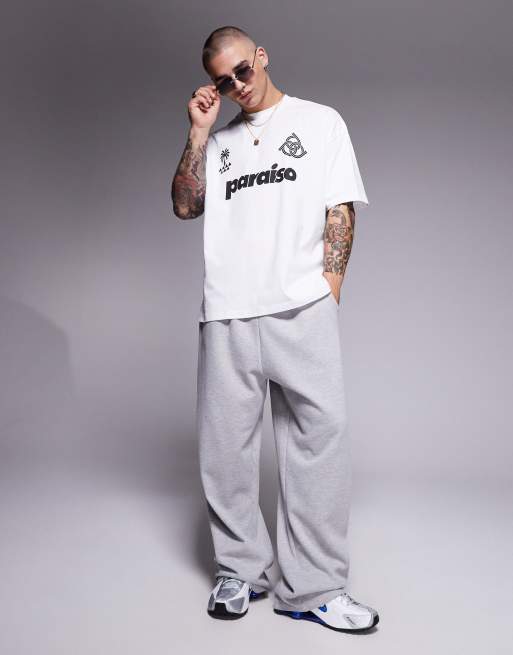 ASOS DESIGN oversized T-shirt with front print in white