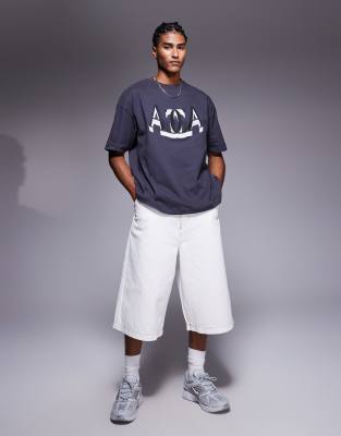 Asos Design Oversized T-shirt With Front Varsity Embroidery