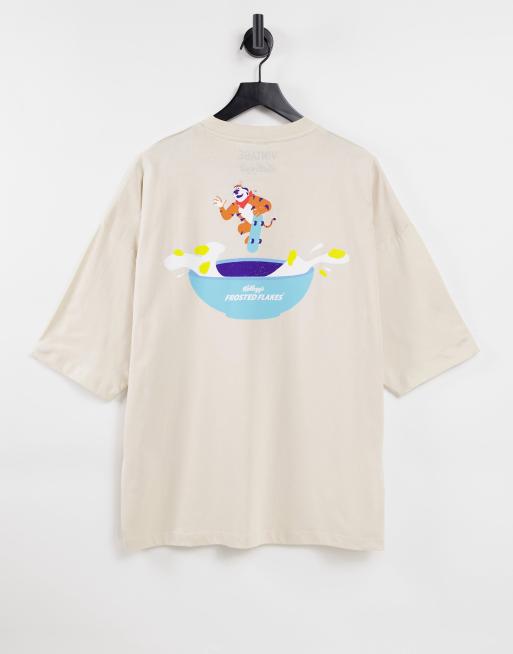ASOS DESIGN oversized t-shirt with Frosties print in ecru