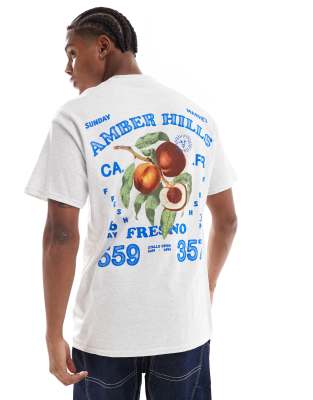 Asos Design Oversized T-shirt With Fruit Back Print In Gray