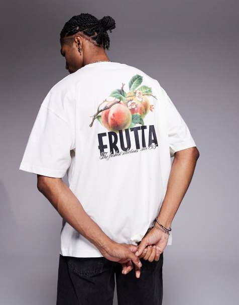 ASOS DESIGN oversized t-shirt with fruit graphic in cream - view 1