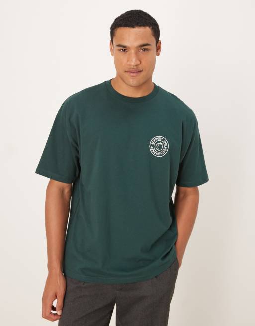 ASOS DESIGN oversized T-shirt with fruit graphic in dark green