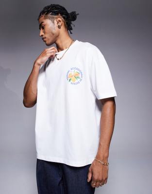 Asos Design Oversized T-shirt With Fruit Graphic In White