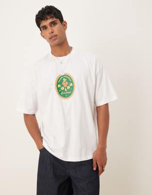 Asos Design Oversized T-shirt With Fruit Print In White