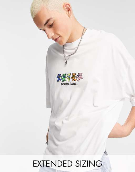 ASOS DESIGN oversized t-shirt with Grateful Dead bears print in white