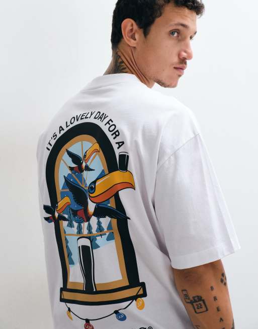 ASOS DESIGN Oversized t-shirt with Guinness Christmas Print in White, 3 of 5