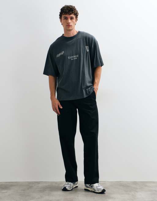 ASOS DESIGN oversized t-shirt with Guinness Harp print in Charcoal, 4 of 5