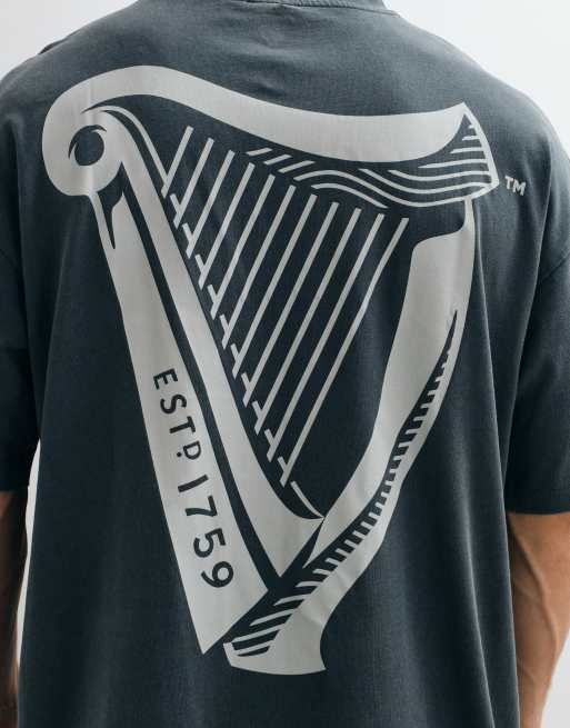 ASOS DESIGN oversized t-shirt with Guinness Harp print in Charcoal, 5 of 5