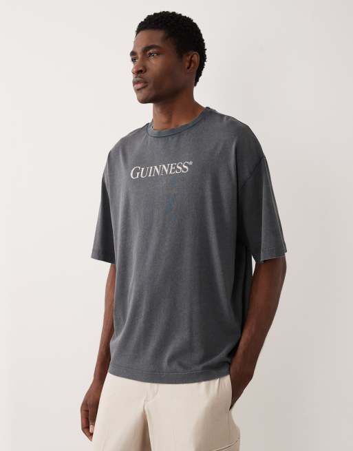 ASOS DESIGN oversized t-shirt with Guinness print in washed black, 3 of 5