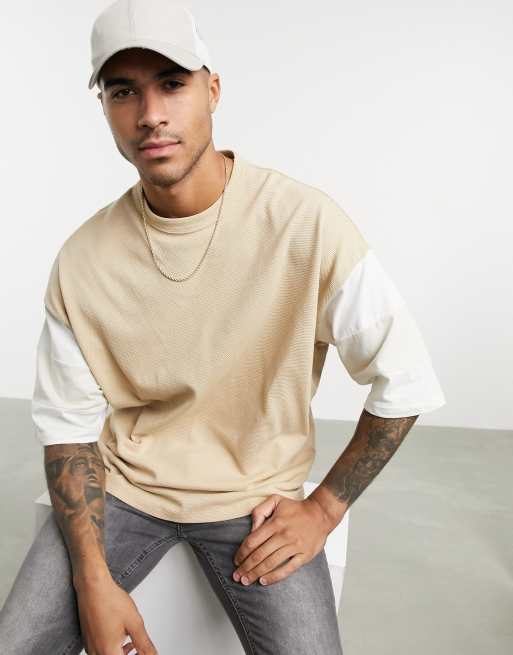 beige oversized t shirt