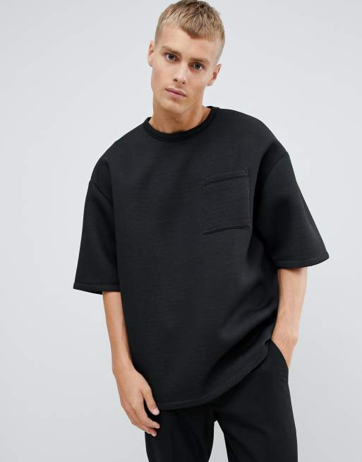 Oversized Pocket Crew Neck Half-Sleeve T-Shirt