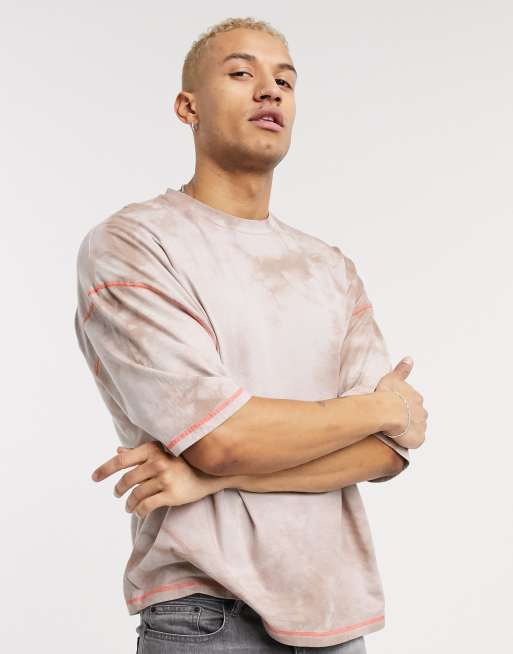 ASOS DESIGN oversized t-shirt with half sleeve in tie dye wash with