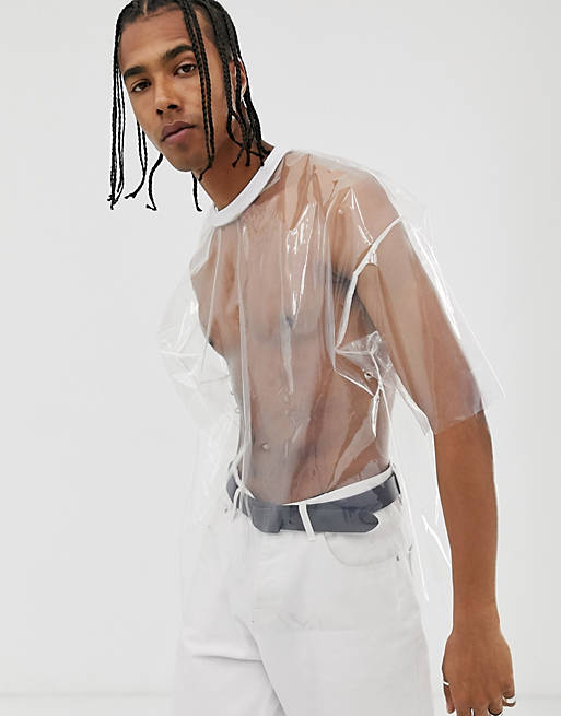 Intermediate bladre Gå op ASOS DESIGN oversized t-shirt with half sleeve in transparent fabric | ASOS