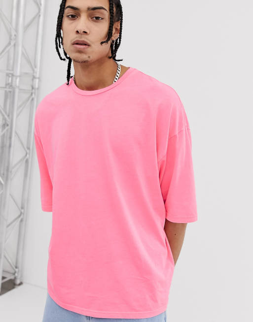 Neon Pink Washed Oversized T Shirt