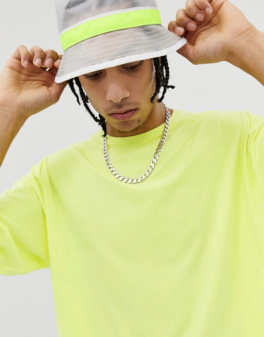 ASOS DESIGN oversized t-shirt with half sleeve in washed neon yellow