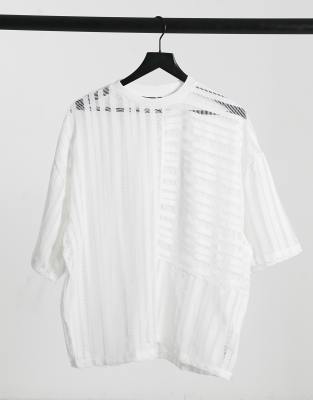 oversized white mesh top