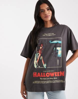 ASOS DESIGN ASOS DESIGN oversized t-shirt with halloween movie licence graphic in black-Grey