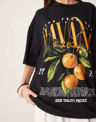 Asos Design Oversized T-shirt With Havana Orange Graphic