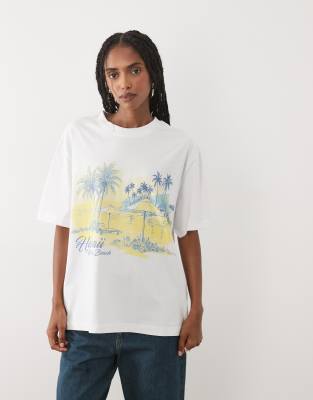 ASOS DESIGN oversized t-shirt with Hawaii graphic in white