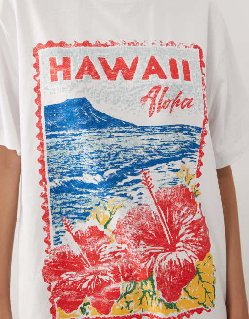 ASOS DESIGN Oversized T-shirt with Hawaii postcard graphic in white, 2 of 4