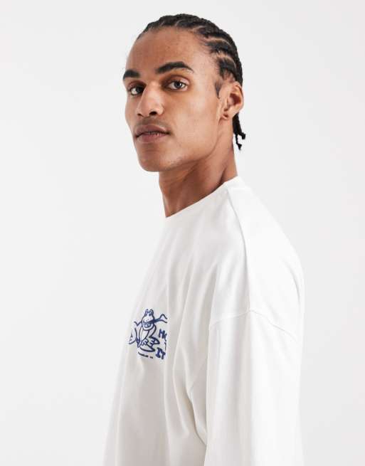 ASOS DESIGN oversized t-shirt with hazy pale puff print in off white and blue, 4 of 5