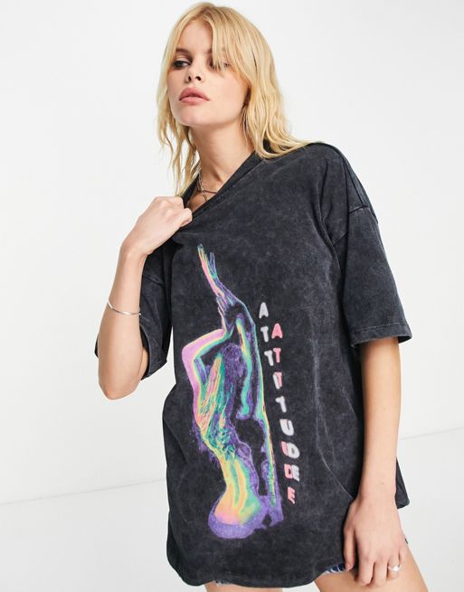 ASOS DESIGN oversized t-shirt with heatmap graphic print in charcoal | ASOS
