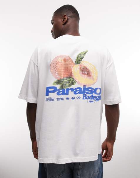 ASOS DESIGN oversized t-shirt with high build peach graphic in white