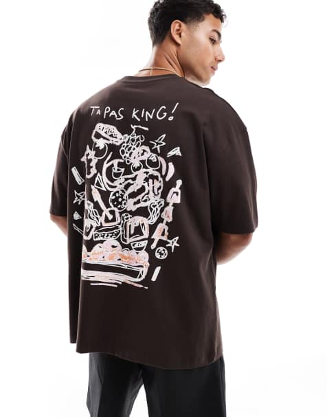 ASOS DESIGN oversized t-shirt with high summer graphic in dark brown - view 1