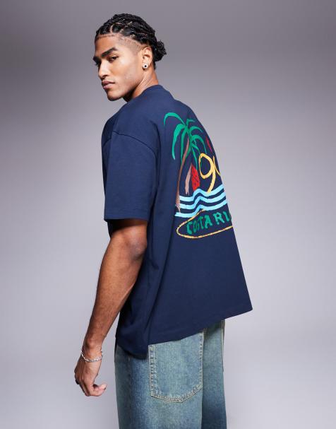 ASOS DESIGN oversized T-shirt with high summer graphic in navy - view 1