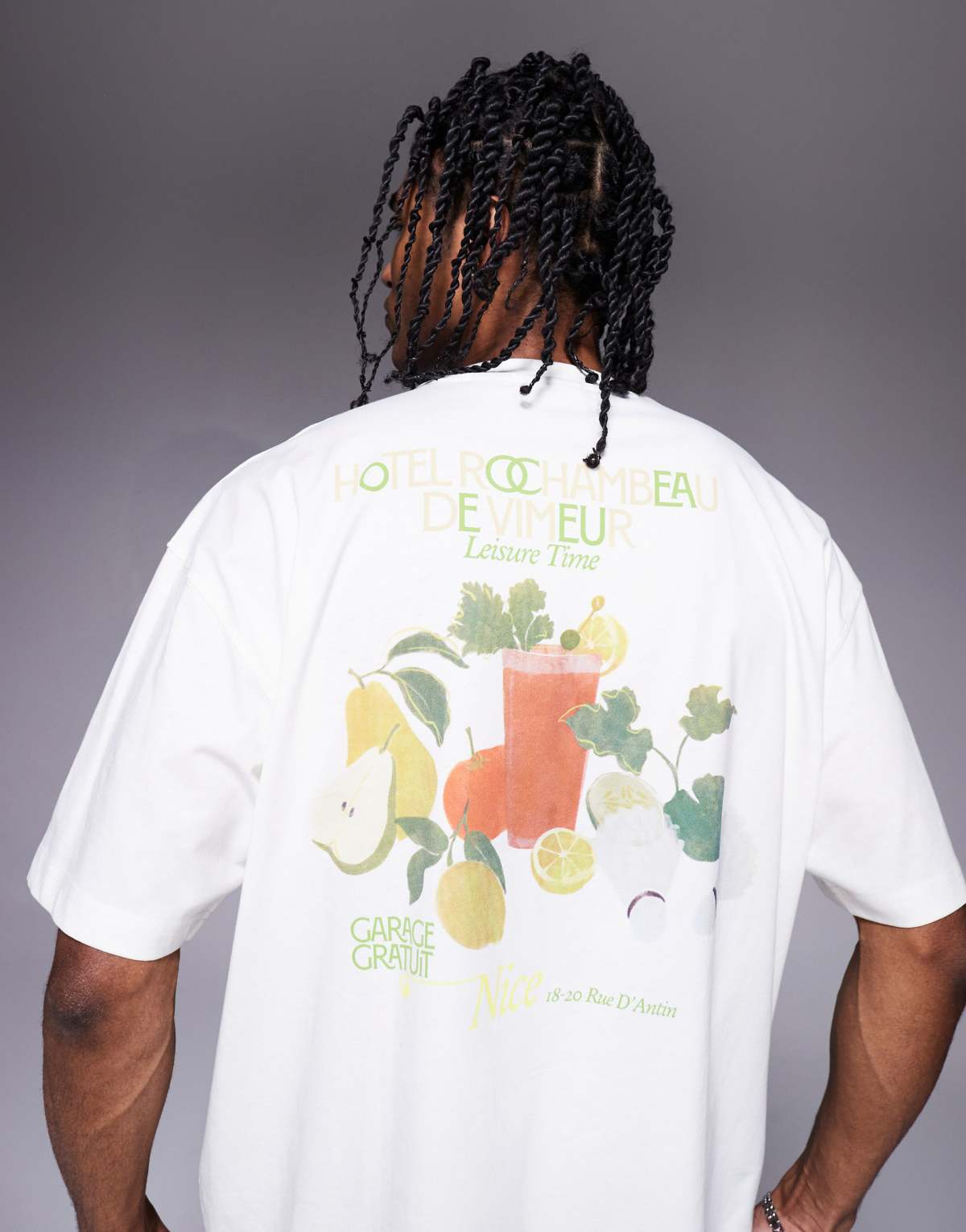 ASOS DESIGN oversized t-shirt with high summer graphic in off white
