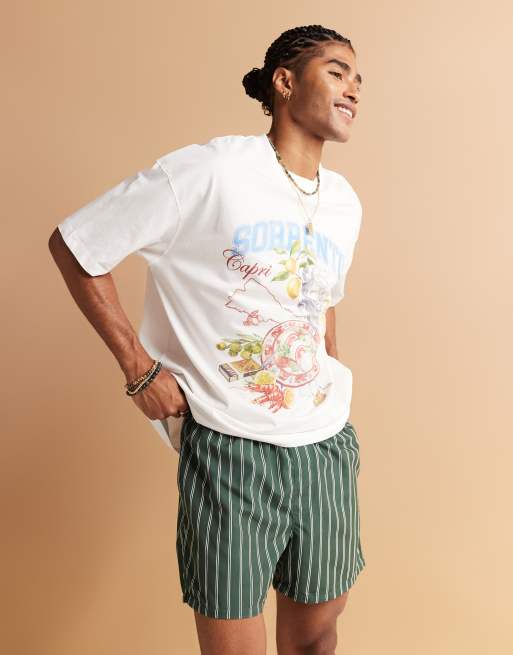ASOS DESIGN - Oversized T-shirt met zomerse print in wit